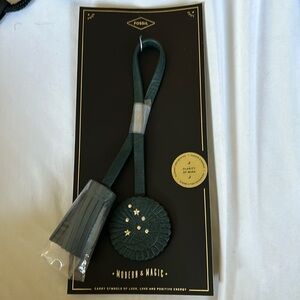 Fossil leather bag tag/ keychain